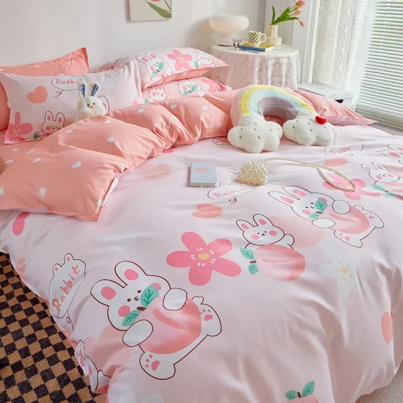 Bedding Set for Girl Boy Bedroom KIDS Modern Comforter Duvet Cover Flat Sheet Pillowcase  Home Textile Soft Bed Linen