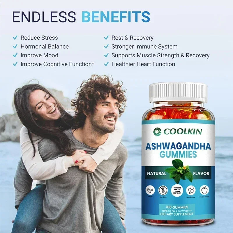 Ashwagandha Gummies - Relieve Stress, Improve Concentration, Promote Brain and Energy Balance, and Improve Sleep Health