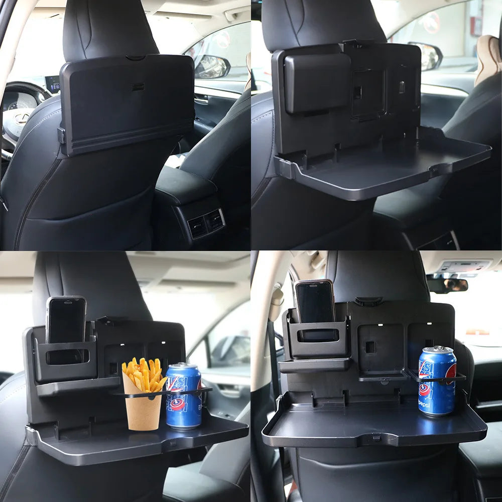 Car Back Seat Tray Auto Dining Folding Table Car Back Seat Food Tray Drink Cup Cell Phone Holder Shelf Car Interior Accessories